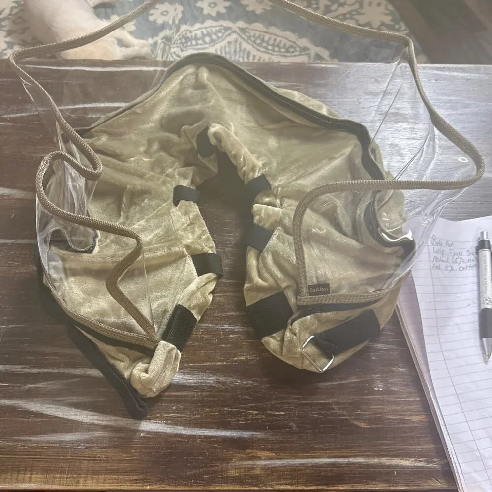 Barkless inflatable dog cone tan xlarge